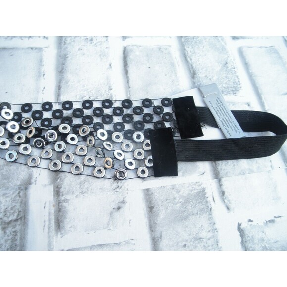 NEW by JUST BASIC, ELASTIC HEADWRAP, HEADBAND BLACK WITH SILVER TONE DECOR   #1 - Picture 10 of 10